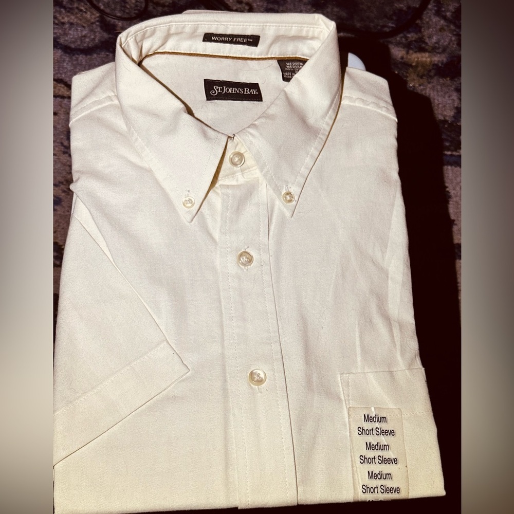 New Men’s White short Sleeved Button down shirt Oxford Dress Casual travel Nice